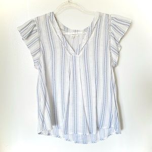 Vneck Button Back Top Blu Pepper